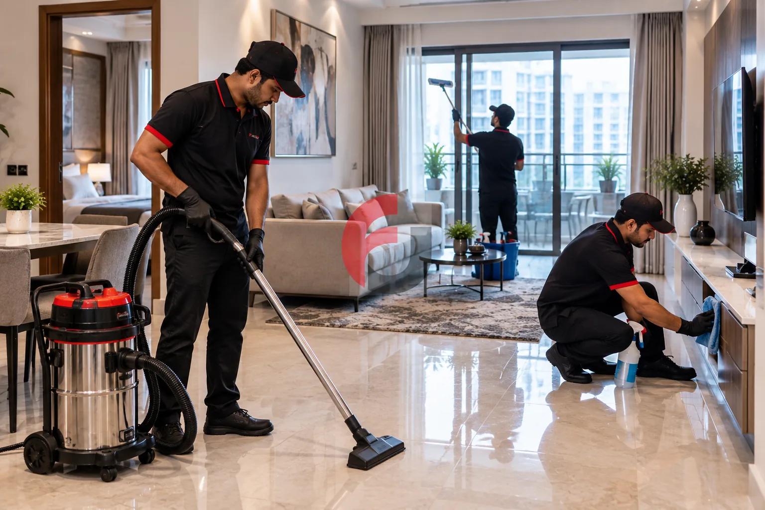 Deep cleaning in progress in a Bengaluru apartment
