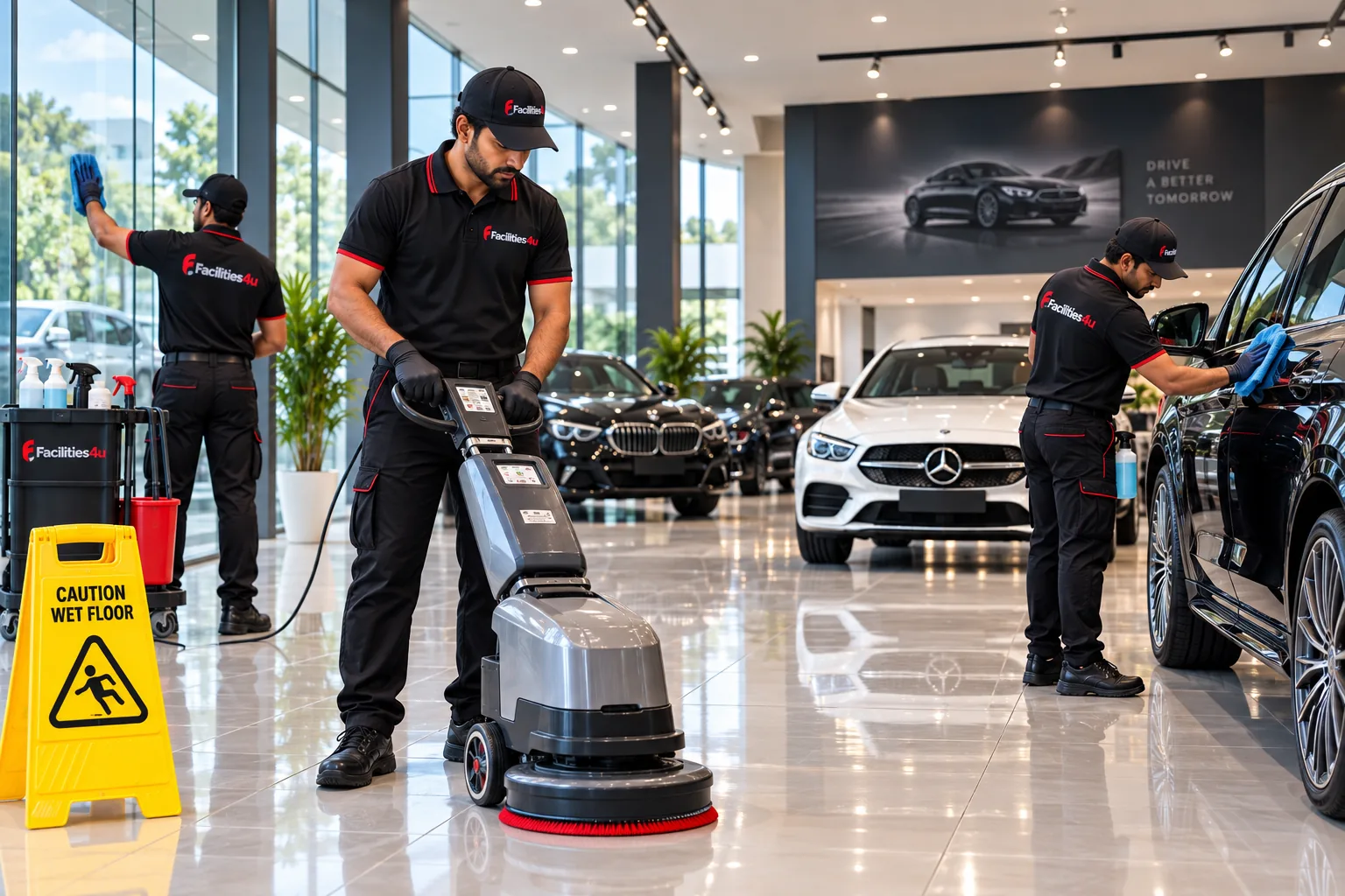 Automobile showroom and service workshop deep cleaning Bangalore