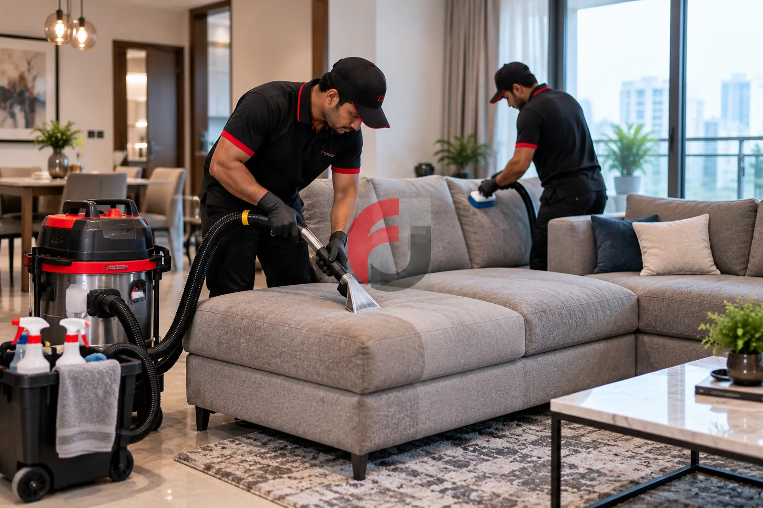 Sofa shampooing and hot water extraction in a Bengaluru home