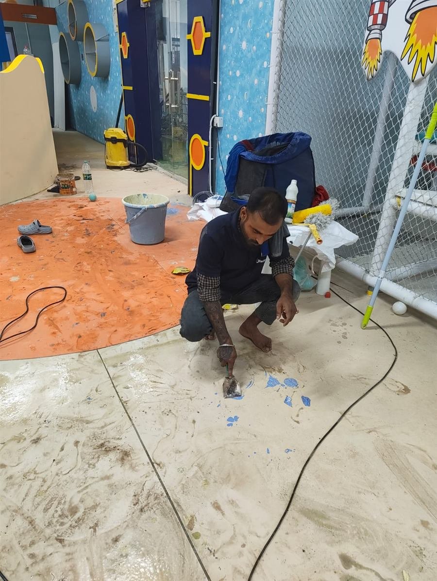 Removing paint drops after interior work - Facilities4u Bangalore