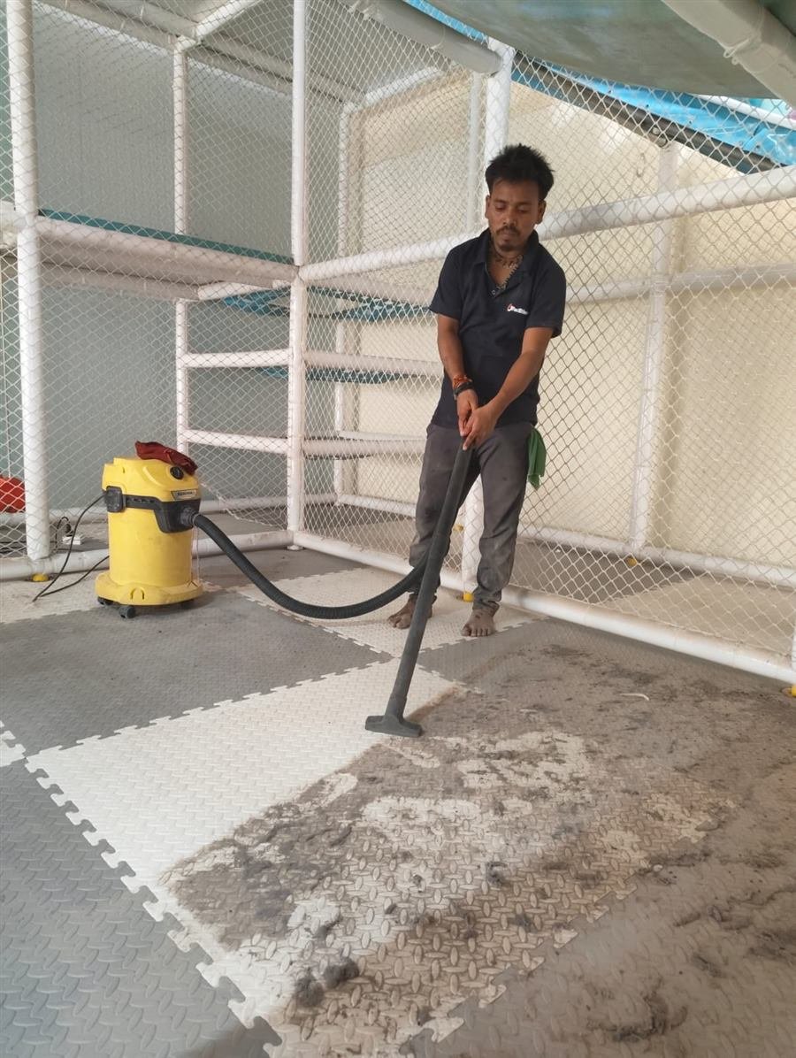 Industrial vacuuming of play-area floor mats - Facilities4u Bangalore