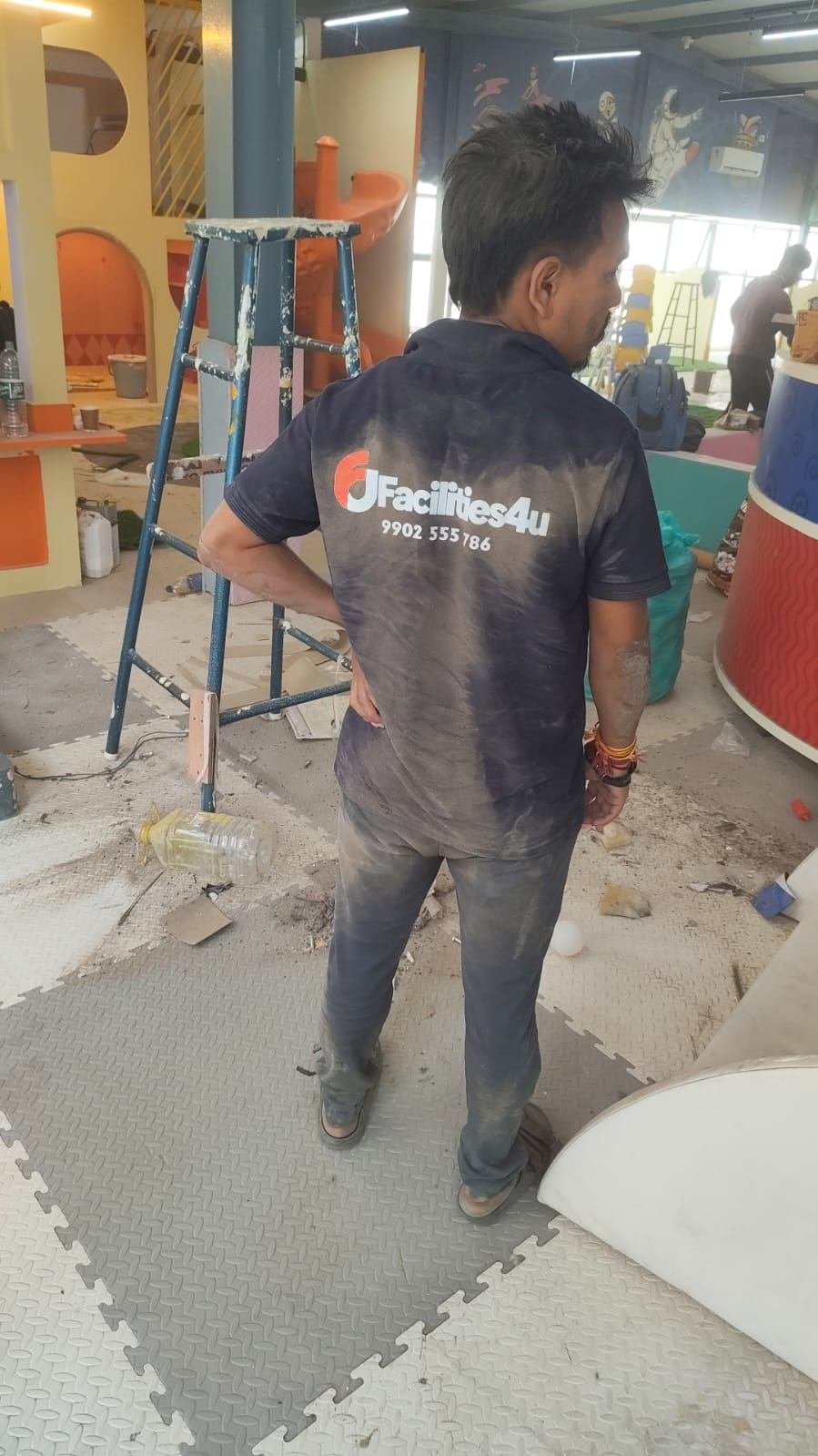 Our uniformed crew on a commercial site - Facilities4u Bangalore